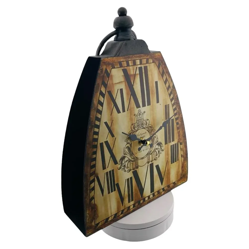 Manual Woodworkers Kettle Bell Clock Metal Wall Mantel Desk Shelf 9x12.7
